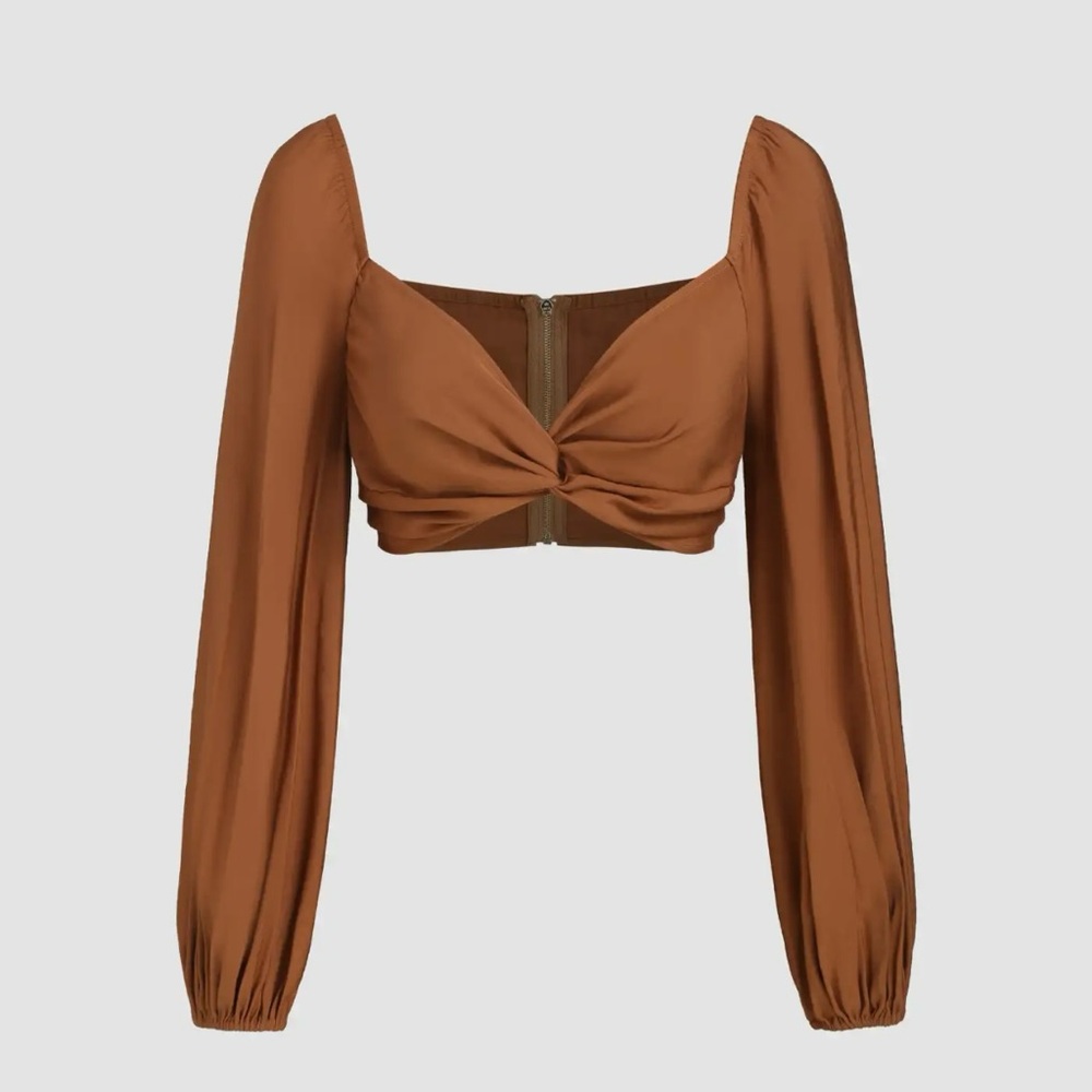 Brown Twisted Crop Top